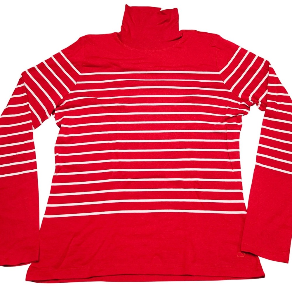 Vineyard Vines Striped Turtleneck Sweater L Red‎ White Preppy Coastal Nautical